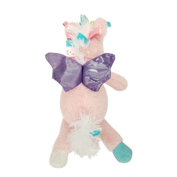 Make Believe Ideas Pink Unicorn Plush Rattle Lovey Teether Crinkle Sensory Tabs - Picture 3 of 11
